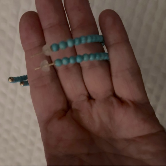 HUGE 2.24 inch 10K YG Sleeping Beauty Turquoise Yellow Gold Earrings   10kt 10k - Picture 7 of 7